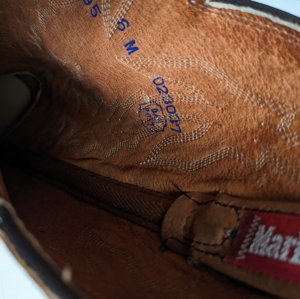 Vintage Dan Post Marlboro Gear Leather Cowboy Western Boots Women's 6M - Picture 4 of 16